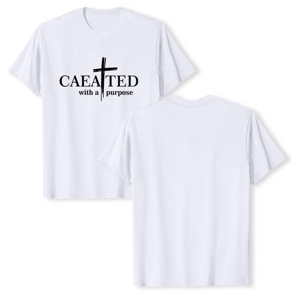 Christianartworkshop T-shirt a maniche corte premium con scritta "Created With A Purpose" e motivo a pennellate incrociate. - image 13