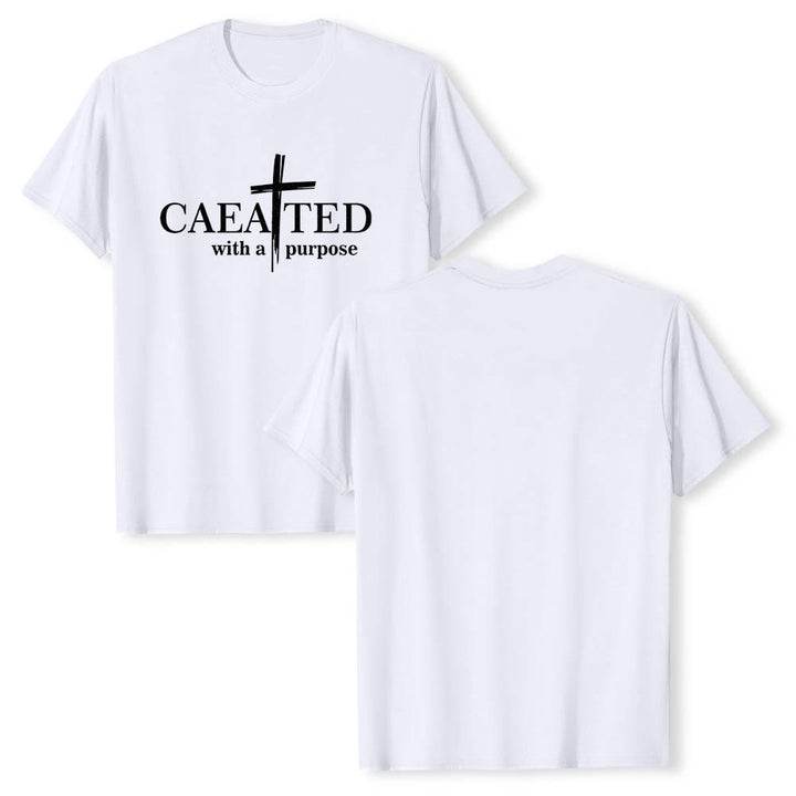 Christianartworkshop T-shirt a maniche corte premium con scritta "Created With A Purpose" e motivo a pennellate incrociate. - image 13