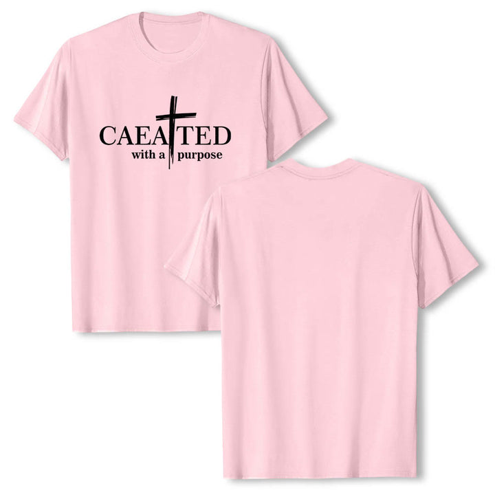 Christianartworkshop T-shirt a maniche corte premium con scritta "Created With A Purpose" e motivo a pennellate incrociate. - image 25