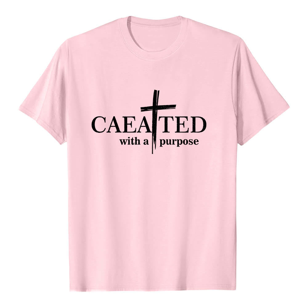 Christianartworkshop T-shirt a maniche corte premium con scritta "Created With A Purpose" e motivo a pennellate incrociate. - Rosa - 2XL - image 24