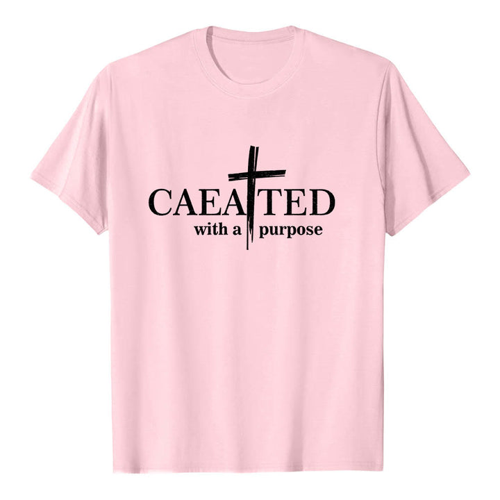 Christianartworkshop T-shirt a maniche corte premium con scritta "Created With A Purpose" e motivo a pennellate incrociate. - Rosa - 2XL - image 24