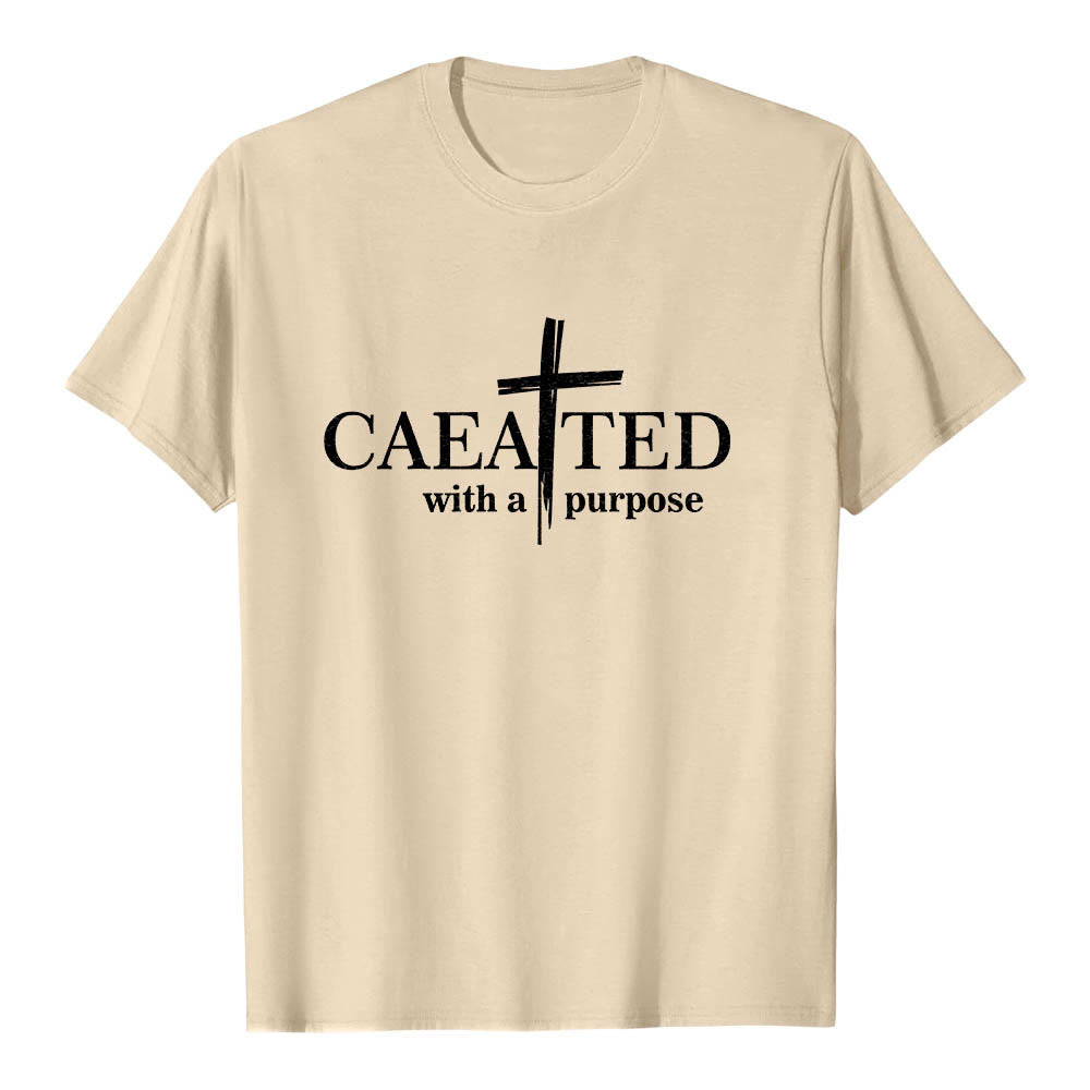 Christianartworkshop T-shirt a maniche corte premium con scritta "Created With A Purpose" e motivo a pennellate incrociate. - Beige - 2XL - image 18