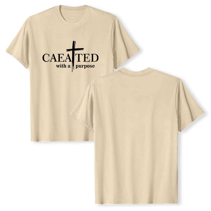 Christianartworkshop T-shirt a maniche corte premium con scritta "Created With A Purpose" e motivo a pennellate incrociate. - image 19