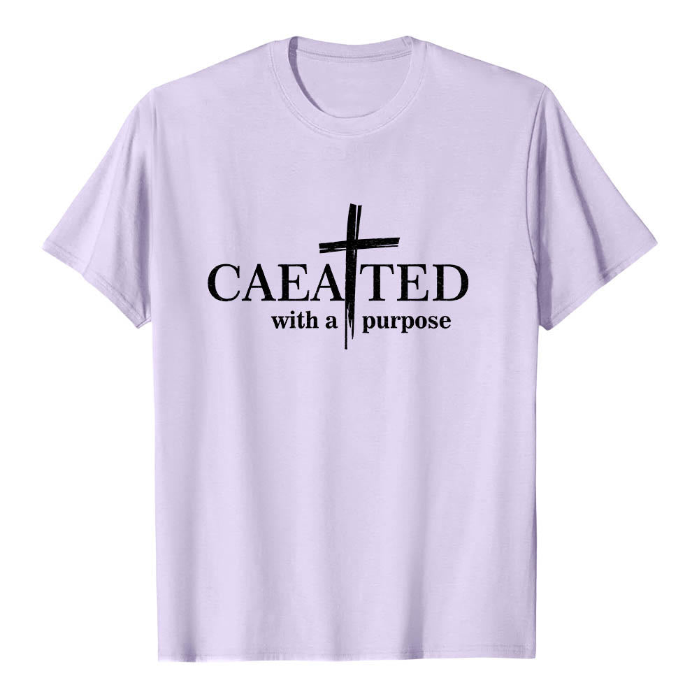 Christianartworkshop T-shirt a maniche corte premium con scritta "Created With A Purpose" e motivo a pennellate incrociate. - Viola - 2XL - image 9