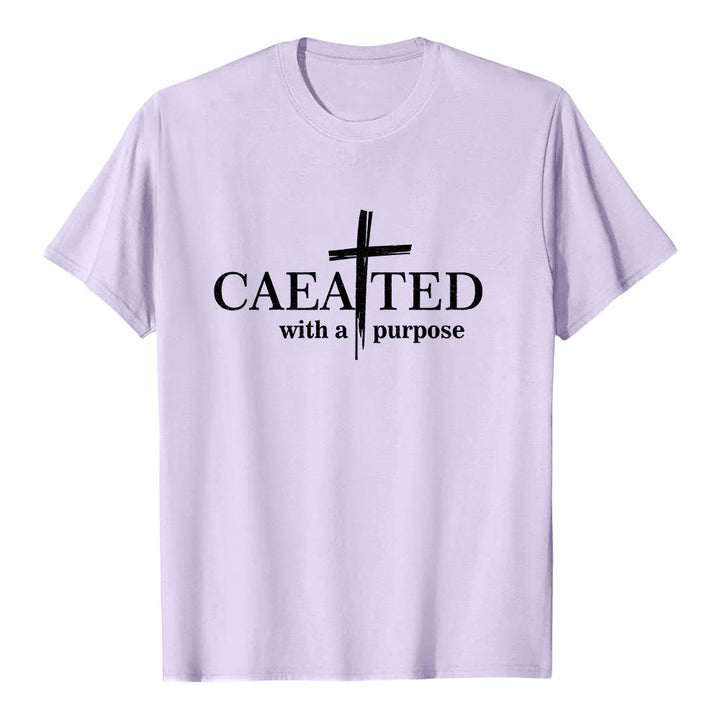 Christianartworkshop T-shirt a maniche corte premium con scritta "Created With A Purpose" e motivo a pennellate incrociate. - Viola - 2XL - image 9