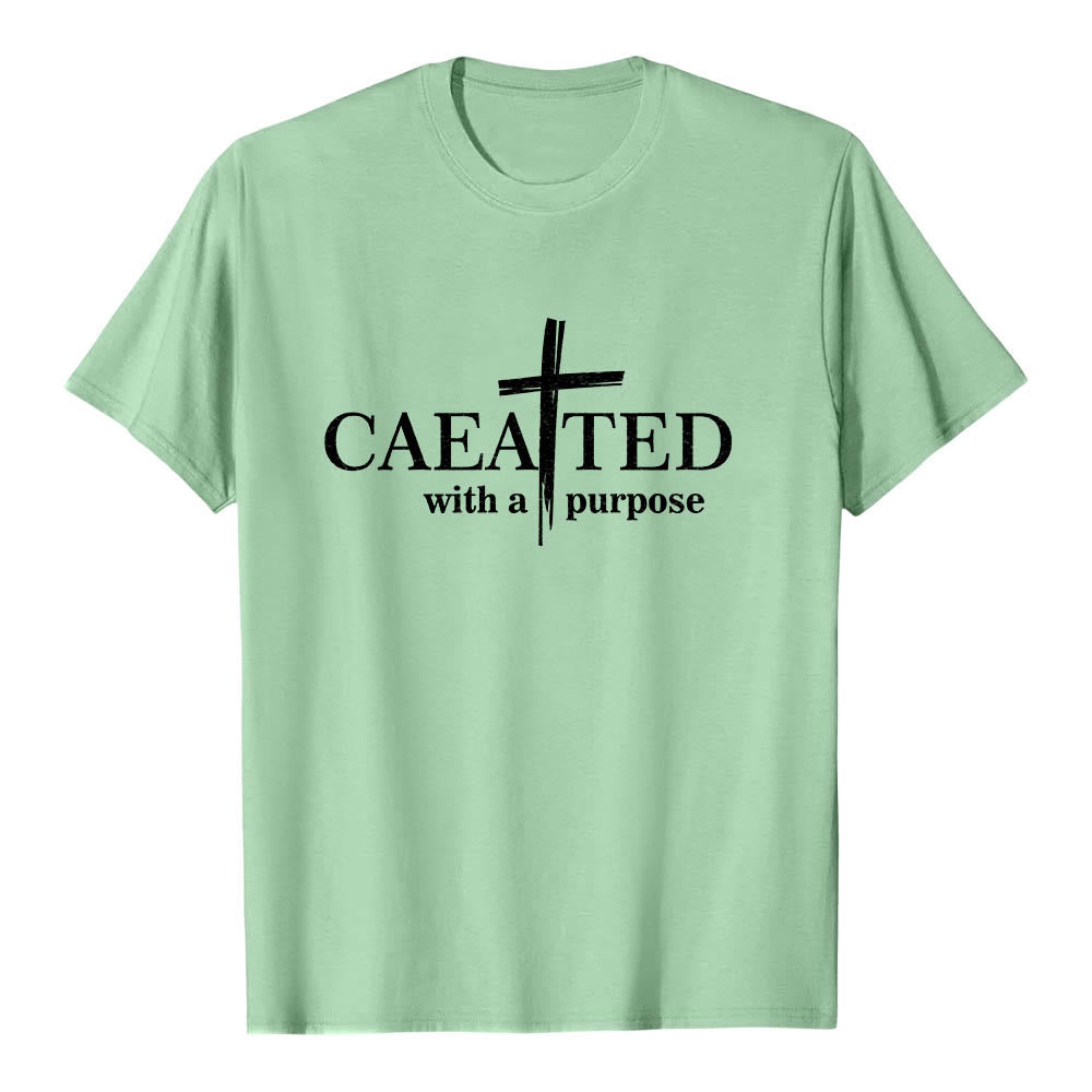 Christianartworkshop T-shirt a maniche corte premium con scritta "Created With A Purpose" e motivo a pennellate incrociate. - Verde chiaro - 2XL - image 21