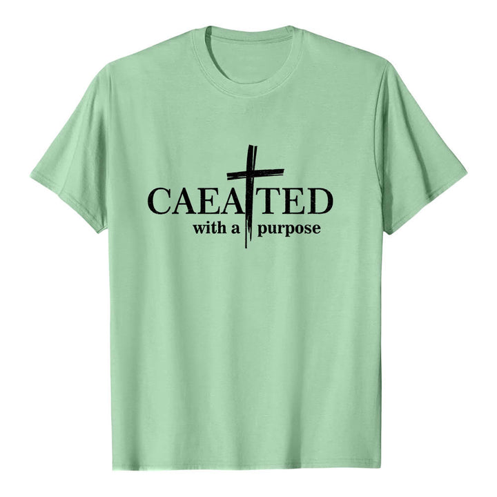Christianartworkshop T-shirt a maniche corte premium con scritta "Created With A Purpose" e motivo a pennellate incrociate. - Verde chiaro - 2XL - image 21