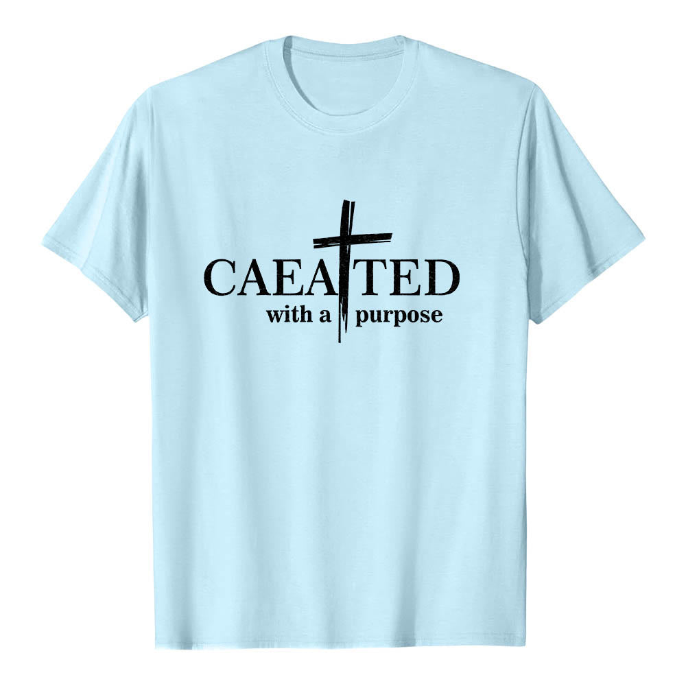 Christianartworkshop T-shirt a maniche corte premium con scritta "Created With A Purpose" e motivo a pennellate incrociate. - Blu - 2XL - image 6