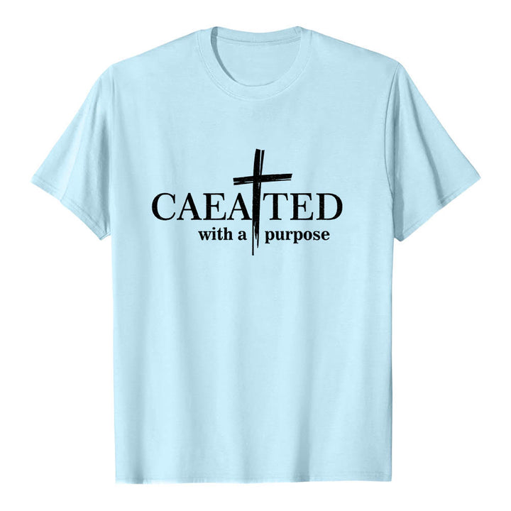 Christianartworkshop T-shirt a maniche corte premium con scritta "Created With A Purpose" e motivo a pennellate incrociate. - Blu - 2XL - image 6