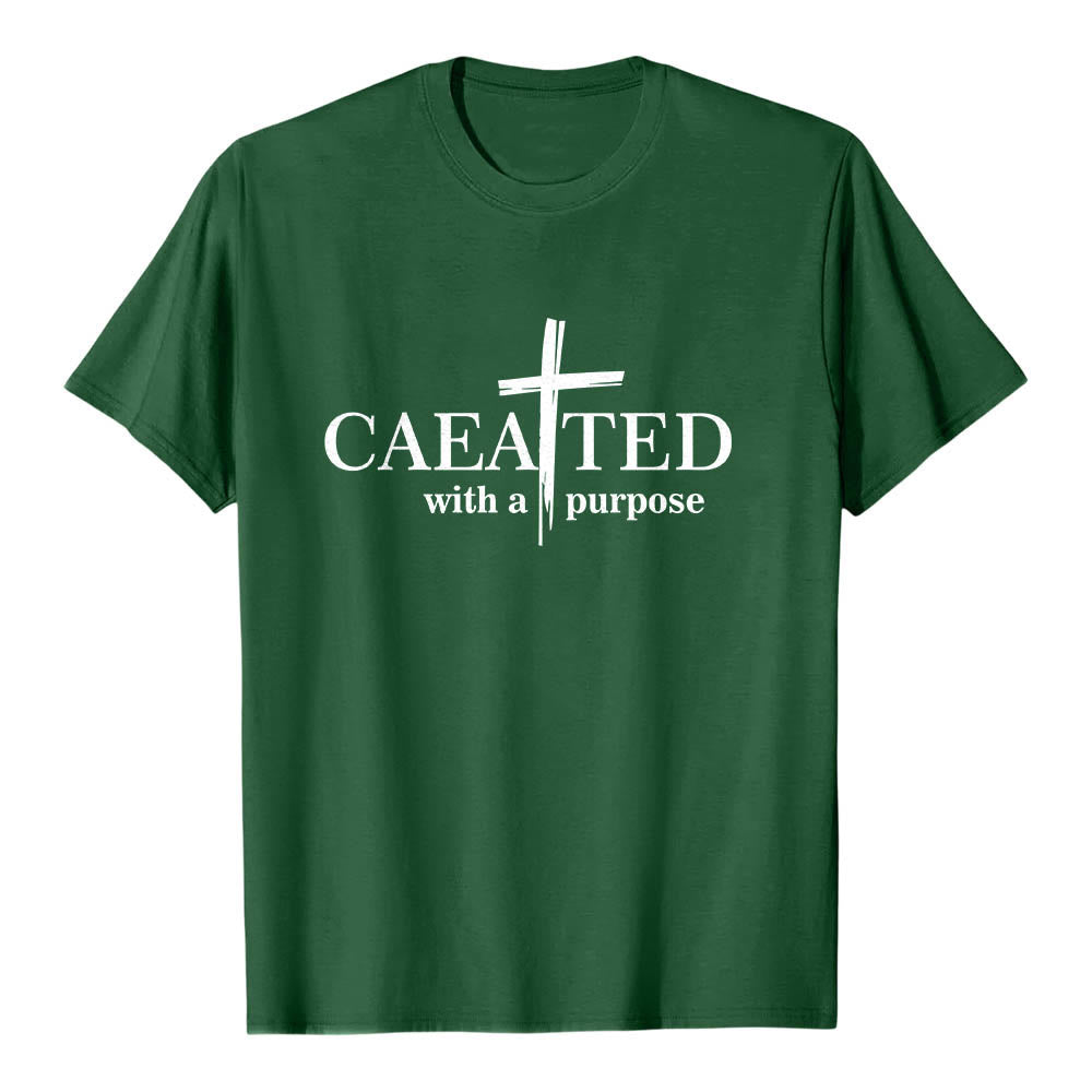 Christianartworkshop T-shirt a maniche corte premium con scritta "Created With A Purpose" e motivo a pennellate incrociate. - Verde scuro - 2XL - image 3
