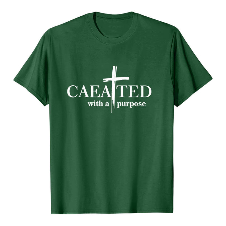 Christianartworkshop T-shirt a maniche corte premium con scritta "Created With A Purpose" e motivo a pennellate incrociate. - Verde scuro - 2XL - image 3