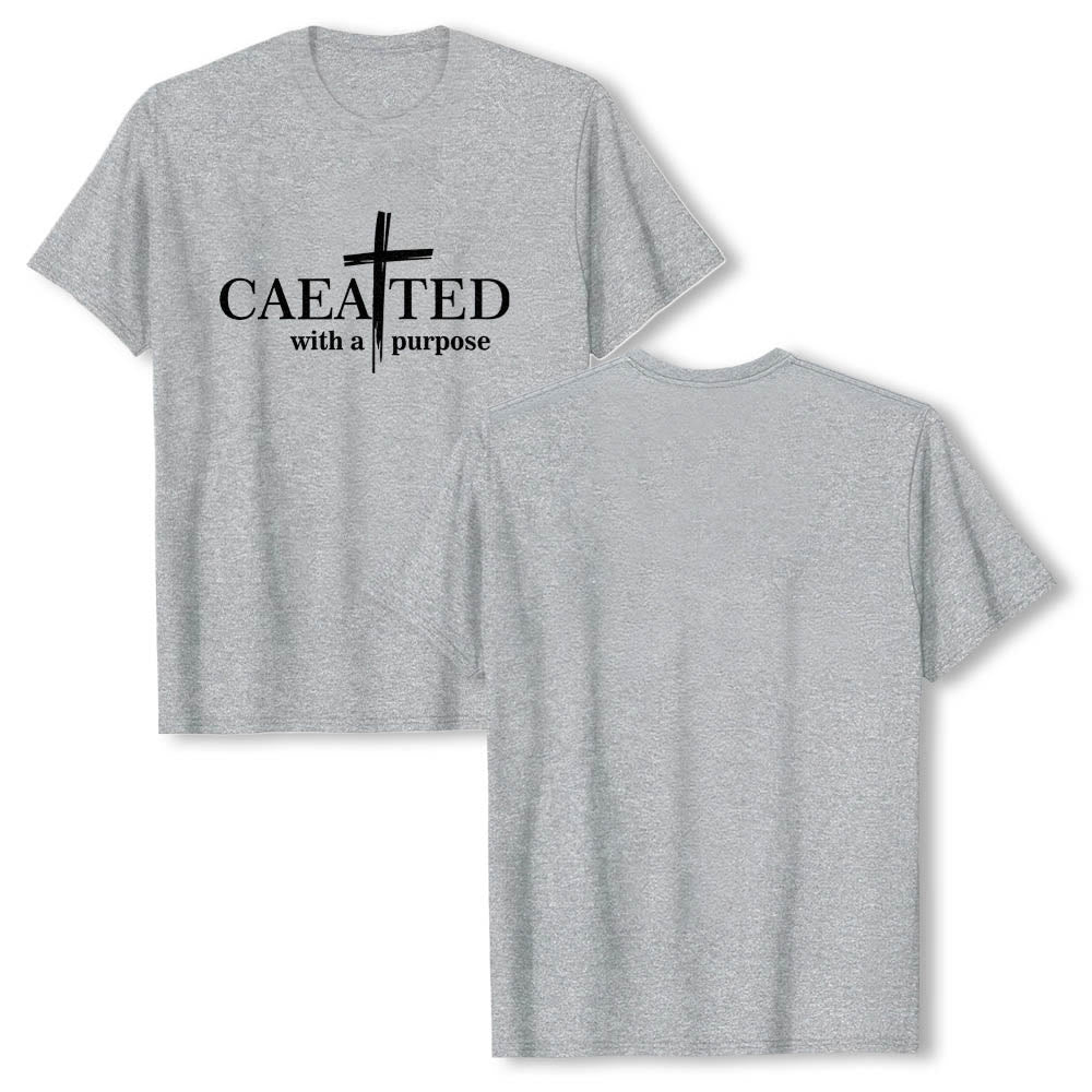 Christianartworkshop T-shirt a maniche corte premium con scritta "Created With A Purpose" e motivo a pennellate incrociate. - image 16