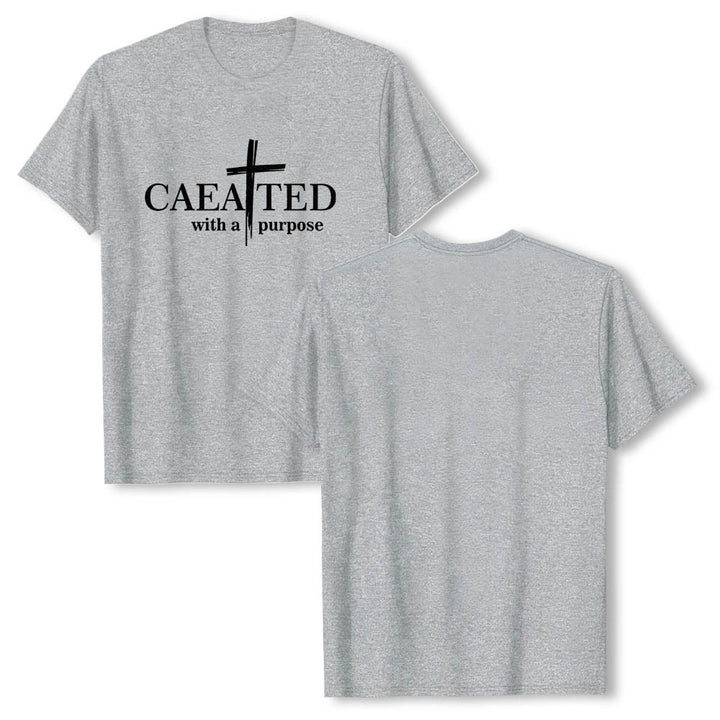 Christianartworkshop T-shirt a maniche corte premium con scritta "Created With A Purpose" e motivo a pennellate incrociate. - image 16