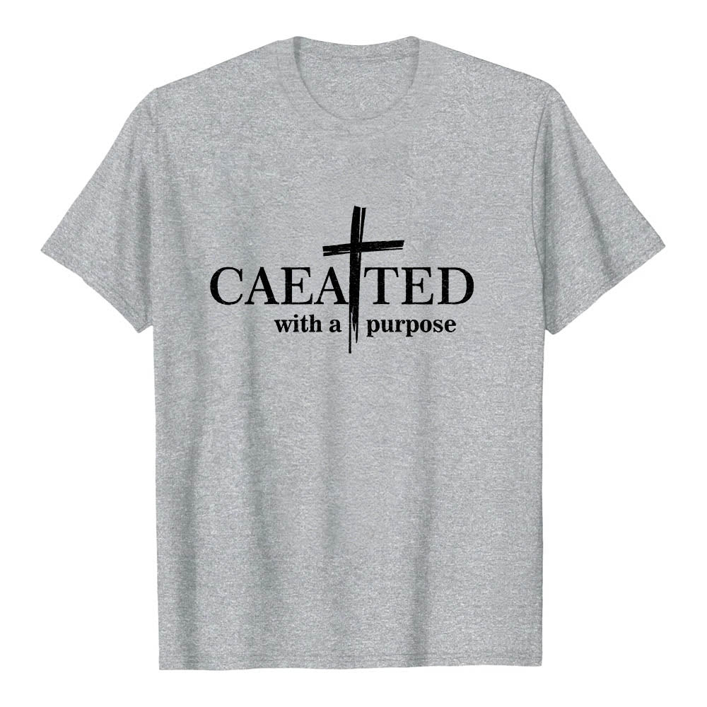 Christianartworkshop T-shirt a maniche corte premium con scritta "Created With A Purpose" e motivo a pennellate incrociate. - Grigio - 2XL - image 15