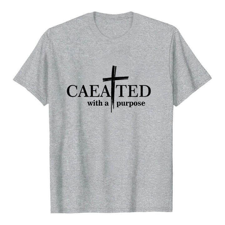 Christianartworkshop T-shirt a maniche corte premium con scritta "Created With A Purpose" e motivo a pennellate incrociate. - Grigio - 2XL - image 15