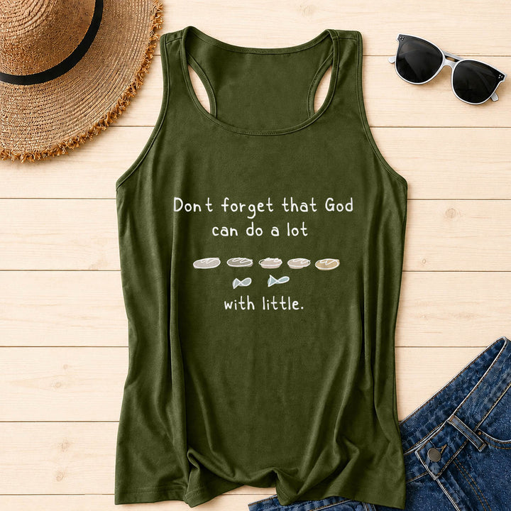 Christianartworkshop Non dimenticare che Dio può fare molto con poco Cinque pani e due pesci Top a canotta con schiena a vogatore e grafica a schizzo lineare - Verde militare - 2XL - image 2