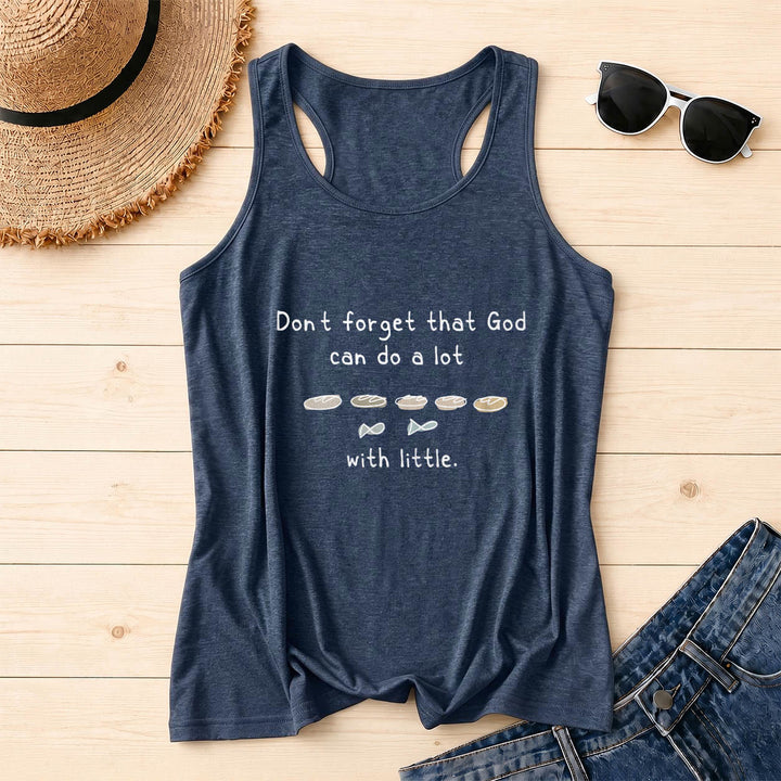 Christianartworkshop Non dimenticare che Dio può fare molto con poco Cinque pani e due pesci Top a canotta con schiena a vogatore e grafica a schizzo lineare - Blu navy - 2XL - image 12