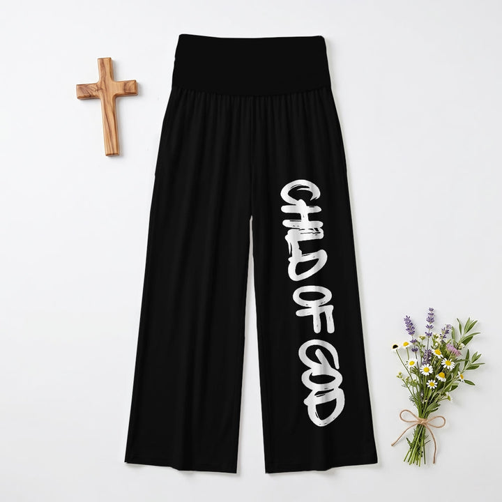 Christianartworkshop Pennellata verticale Bambino di Dio Scritta a mano Pantaloni a gamba larga a vita alta ripiegabili - Nero - US22,UK/AU26,EU54 (6XL) - image 3