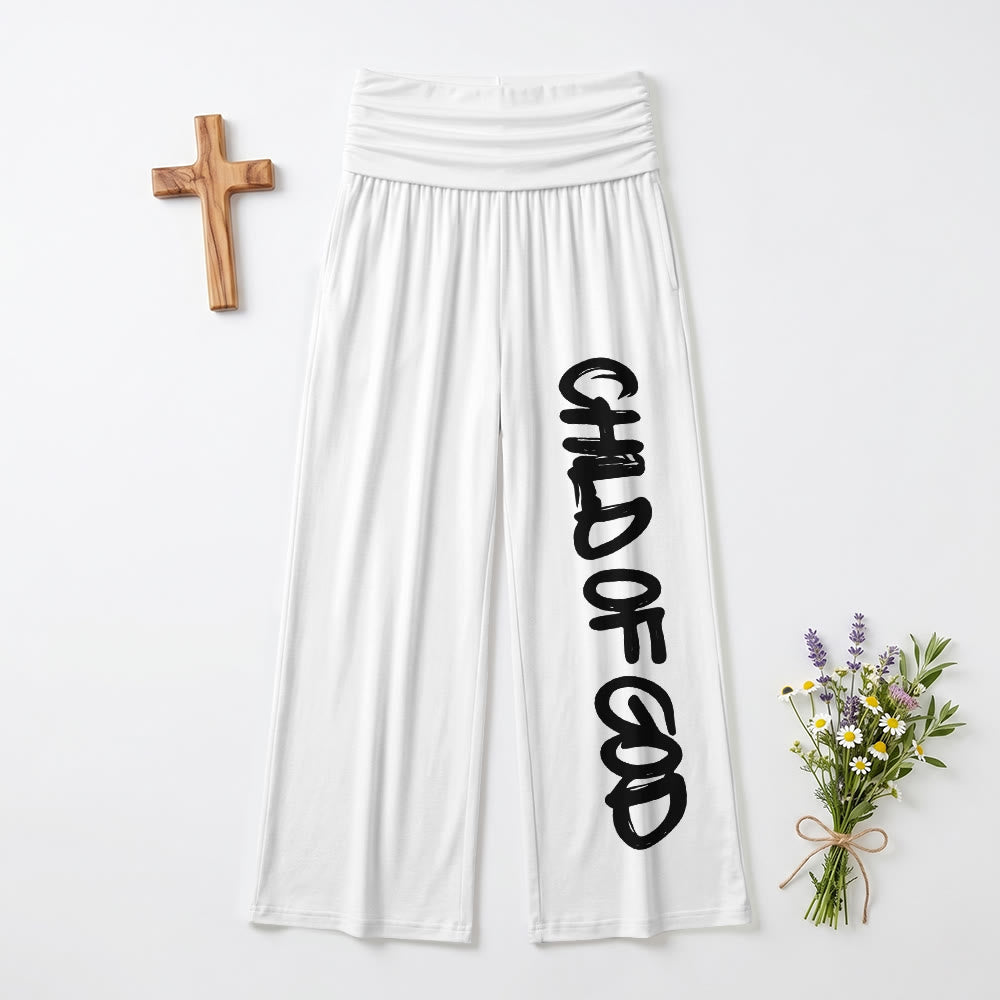 Christianartworkshop Pennellata verticale Bambino di Dio Scritta a mano Pantaloni a gamba larga a vita alta ripiegabili - Bianco - US22,UK/AU26,EU54 (6XL) - image 6