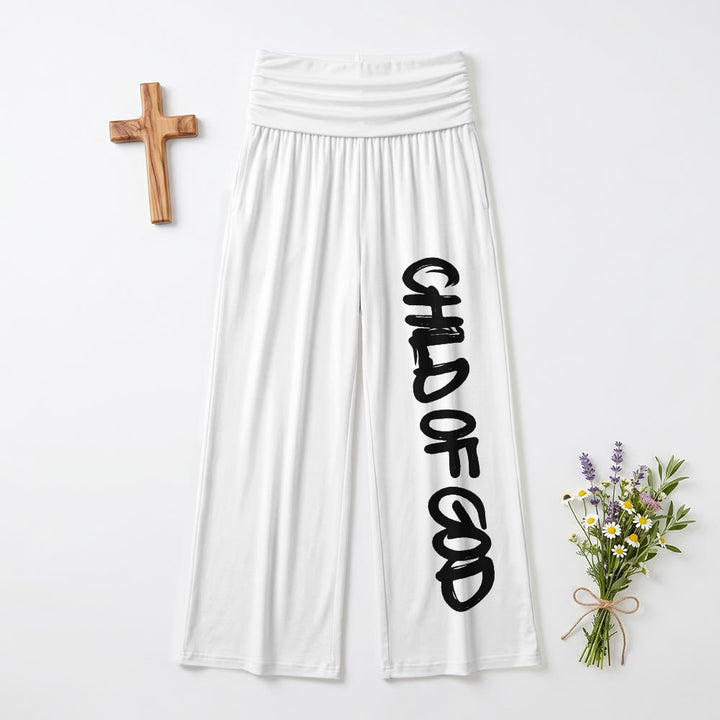Christianartworkshop Pennellata verticale Bambino di Dio Scritta a mano Pantaloni a gamba larga a vita alta ripiegabili - Bianco - US22,UK/AU26,EU54 (6XL) - image 6