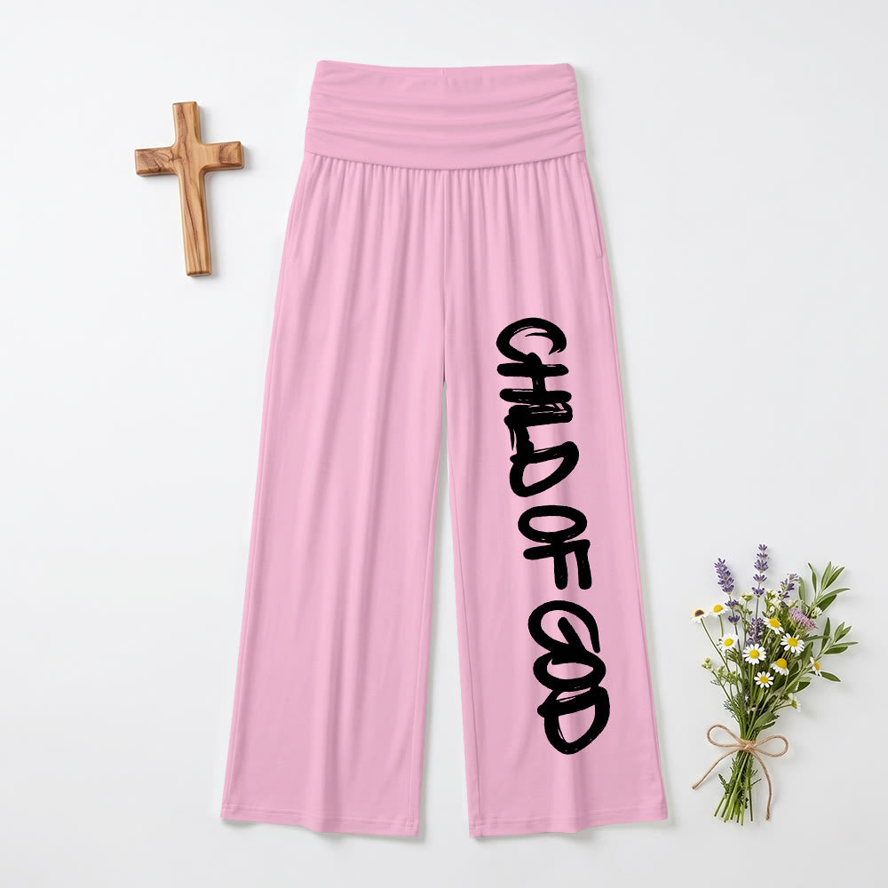 Christianartworkshop Pennellata verticale Bambino di Dio Scritta a mano Pantaloni a gamba larga a vita alta ripiegabili - Rosa - US22,UK/AU26,EU54 (6XL) - image 12