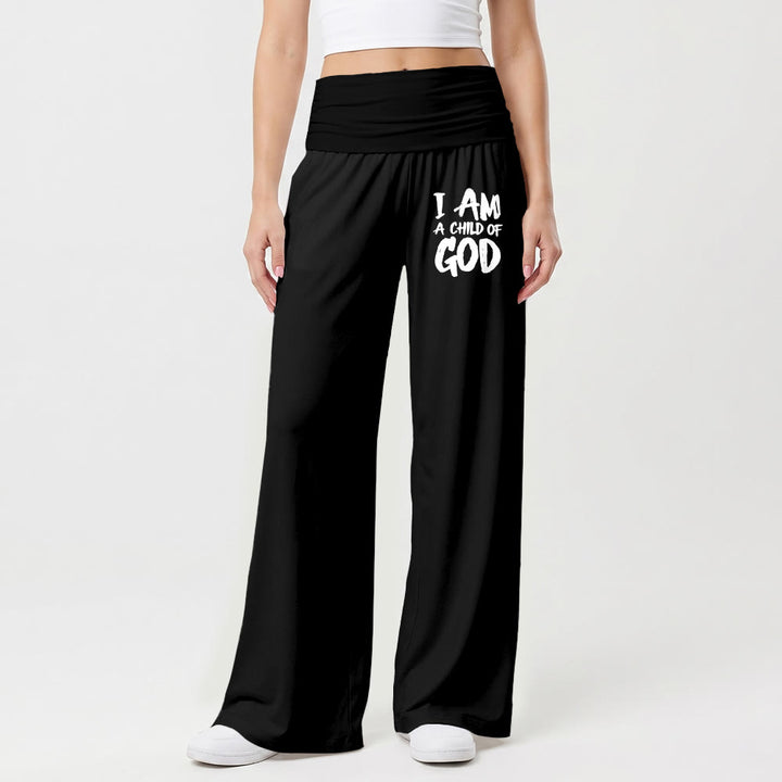 Christianartworkshop I Am A Child Of God - Stampa con lettere a blocchi a pennello grezzo sulla parte anteriore della coscia - Pantaloni a gamba larga - image 4