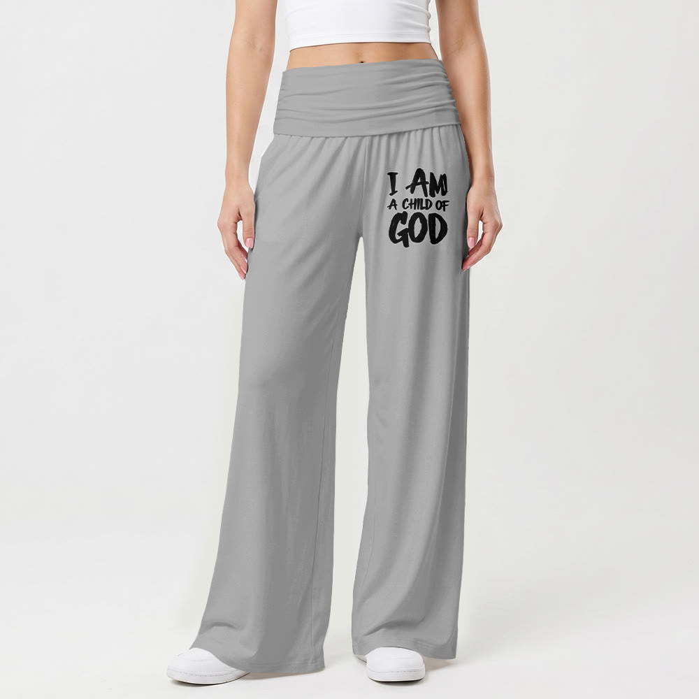 Christianartworkshop I Am A Child Of God - Stampa con lettere a blocchi a pennello grezzo sulla parte anteriore della coscia - Pantaloni a gamba larga - image 10
