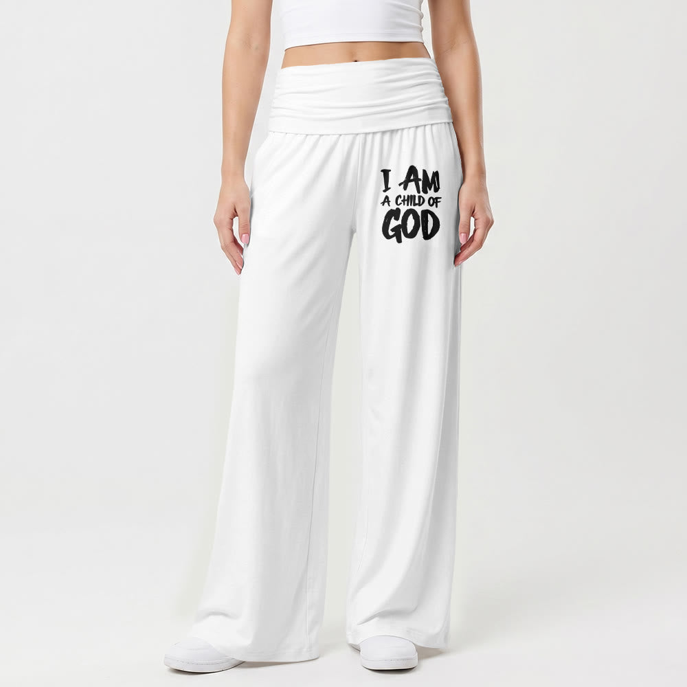 Christianartworkshop I Am A Child Of God - Stampa con lettere a blocchi a pennello grezzo sulla parte anteriore della coscia - Pantaloni a gamba larga - image 7