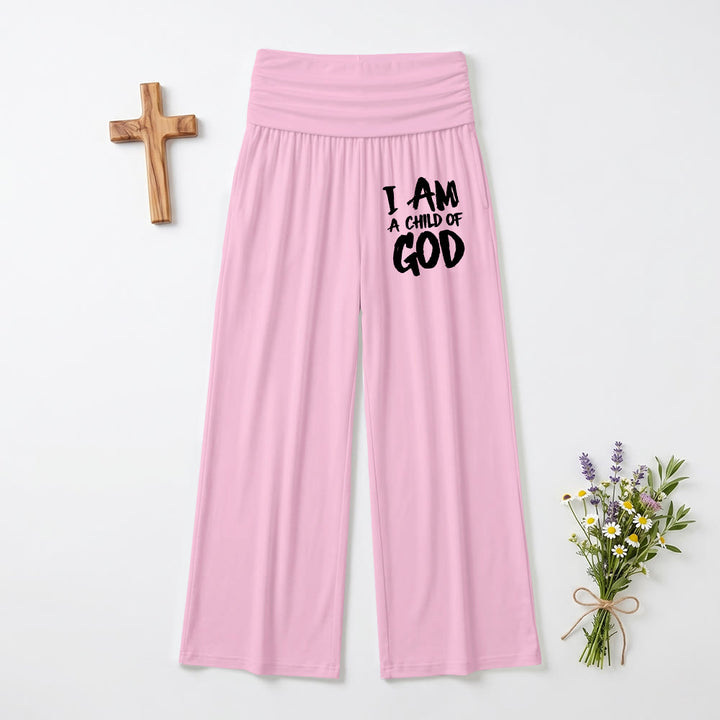 Christianartworkshop I Am A Child Of God - Stampa con lettere a blocchi a pennello grezzo sulla parte anteriore della coscia - Pantaloni a gamba larga - Rosa - US22,UK/AU26,EU54 (6XL) - image 0