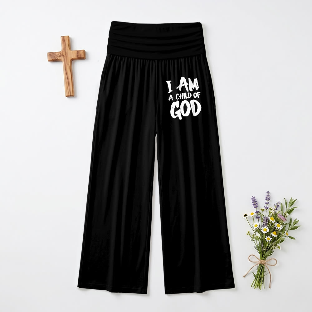 Christianartworkshop I Am A Child Of God - Stampa con lettere a blocchi a pennello grezzo sulla parte anteriore della coscia - Pantaloni a gamba larga - Nero - US22,UK/AU26,EU54 (6XL) - image 3