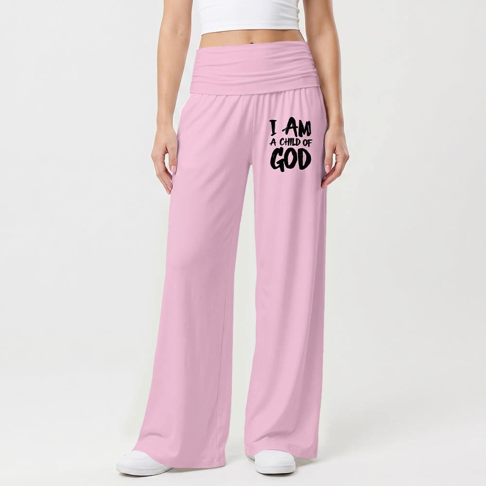 Christianartworkshop I Am A Child Of God - Stampa con lettere a blocchi a pennello grezzo sulla parte anteriore della coscia - Pantaloni a gamba larga - image 1