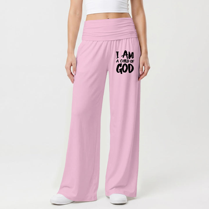 Christianartworkshop I Am A Child Of God - Stampa con lettere a blocchi a pennello grezzo sulla parte anteriore della coscia - Pantaloni a gamba larga - image 1