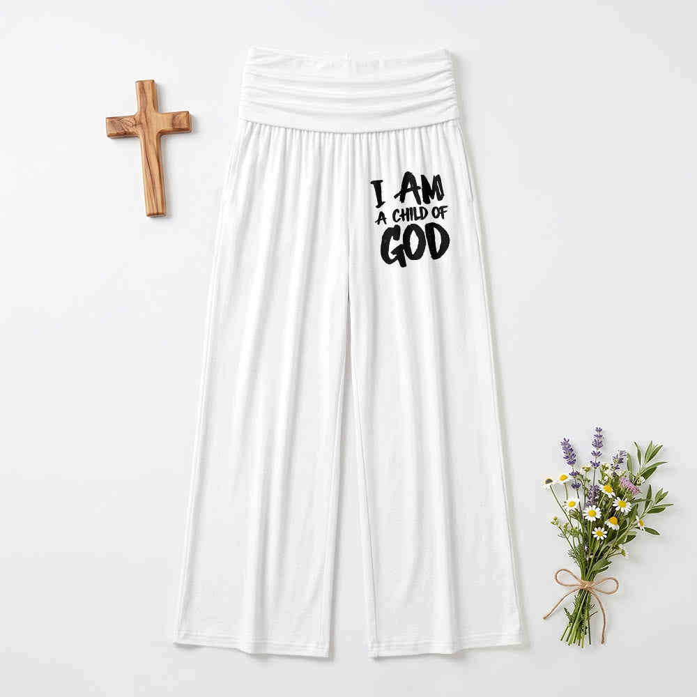 Christianartworkshop I Am A Child Of God - Stampa con lettere a blocchi a pennello grezzo sulla parte anteriore della coscia - Pantaloni a gamba larga - Bianco - US22,UK/AU26,EU54 (6XL) - image 6
