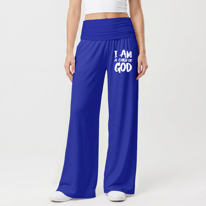 Christianartworkshop I Am A Child Of God - Stampa con lettere a blocchi a pennello grezzo sulla parte anteriore della coscia - Pantaloni a gamba larga - image 13
