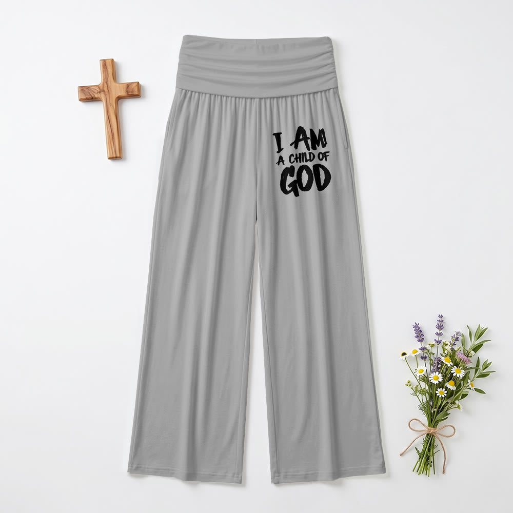 Christianartworkshop I Am A Child Of God - Stampa con lettere a blocchi a pennello grezzo sulla parte anteriore della coscia - Pantaloni a gamba larga - Grigio - US22,UK/AU26,EU54 (6XL) - image 9