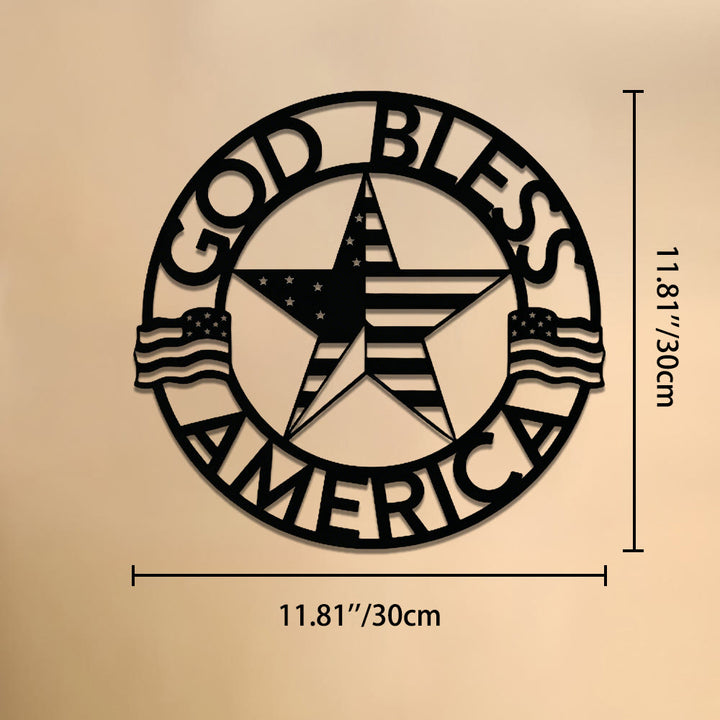 Christianartworkshop Decorazione murale in metallo con anello rotondo "God Bless USA Star Flag": emblema senza tempo della sacra grazia redentrice. - 11,81''*11,81''*0,04''/30cm*30cm*0,1cm - image 10