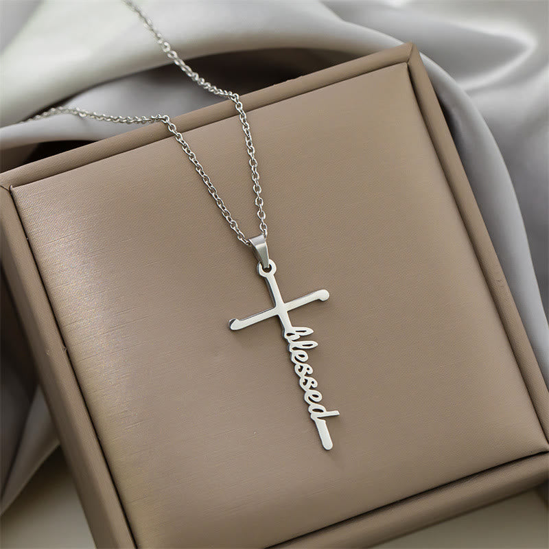 Christianartworkshop Collana con ciondolo a croce integrato con scritta "Faith" in corsivo, in diversi stili: emblema senza tempo di dolce protezione celeste. - Benedetto - Argento - image 10