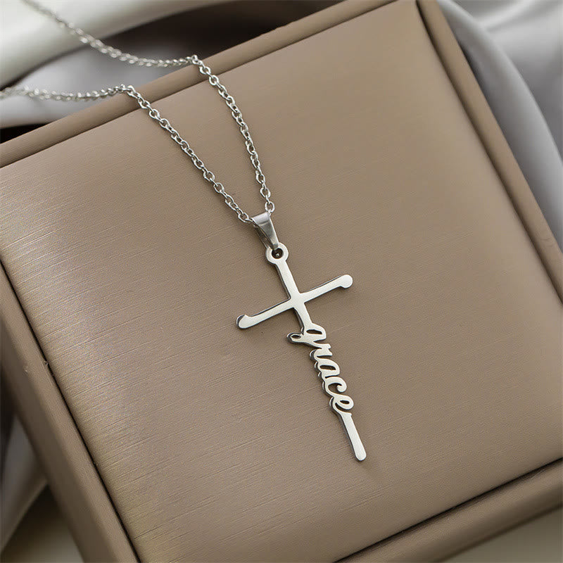 Christianartworkshop Collana con ciondolo a croce integrato con scritta "Faith" in corsivo, in diversi stili: emblema senza tempo di dolce protezione celeste. - Adornare - Argento - image 12