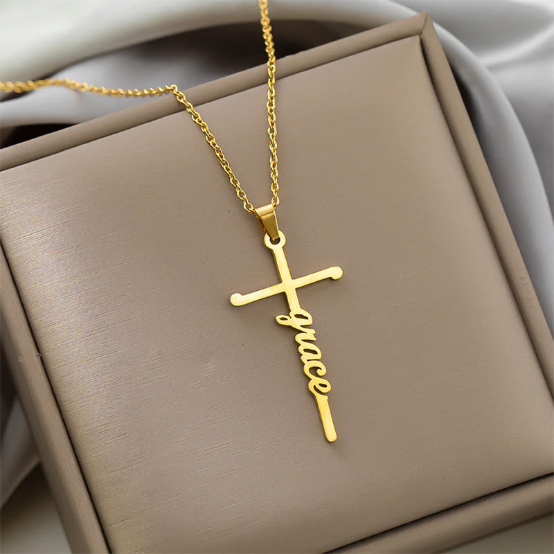 Christianartworkshop Collana con ciondolo a croce integrato con scritta "Faith" in corsivo, in diversi stili: emblema senza tempo di dolce protezione celeste. - Adornare - D'oro - image 11