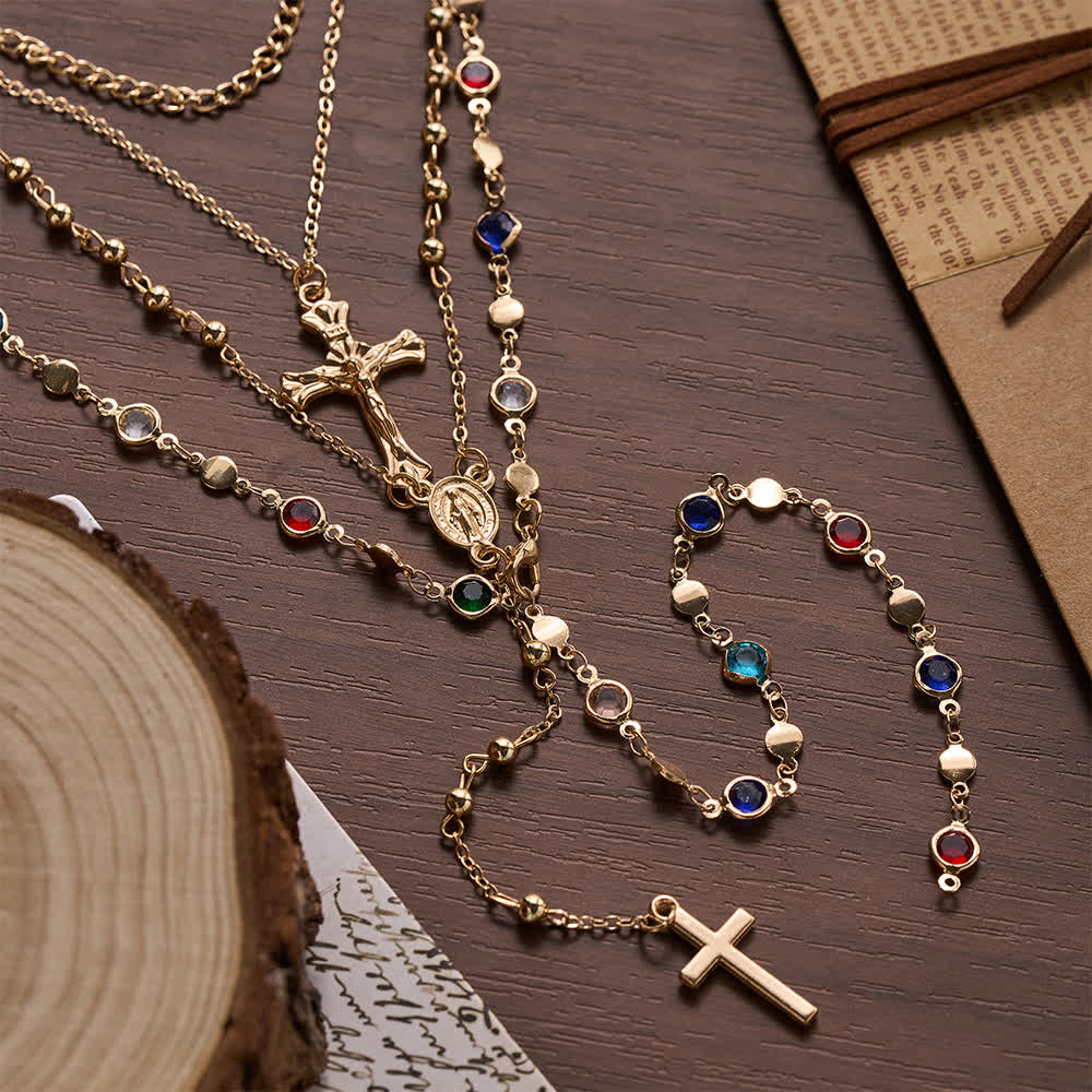 Set di collane con croce a strati Christianartworkshop : espressione di fede e stile a più fili. - image 1