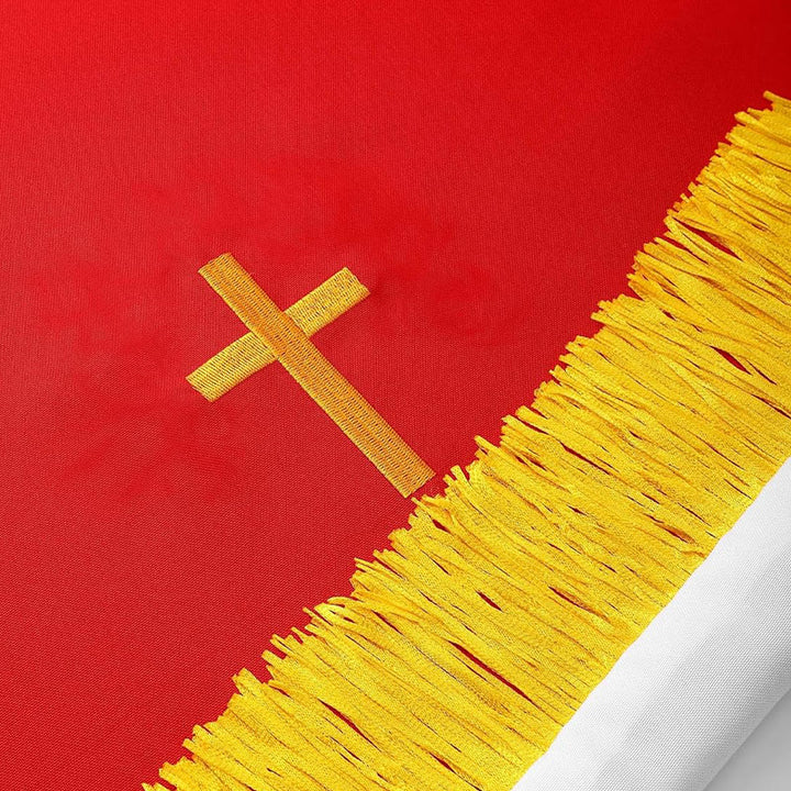 Christianartworkshop Set completo di paramenti sacri per la chiesa: runner da tavola, copritavolo per il leggio e segnalibro per la Bibbia in rosso e bianco - image 10
