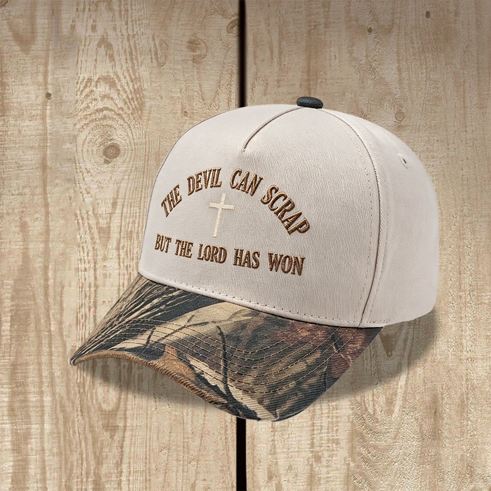 Christianartworkshop Ricamo con croce e motivo "IL DIAVOLO PUÒ SCATENARSI MA IL SIGNORE HA VINTO" - Cappellino da baseball lavato - image 11