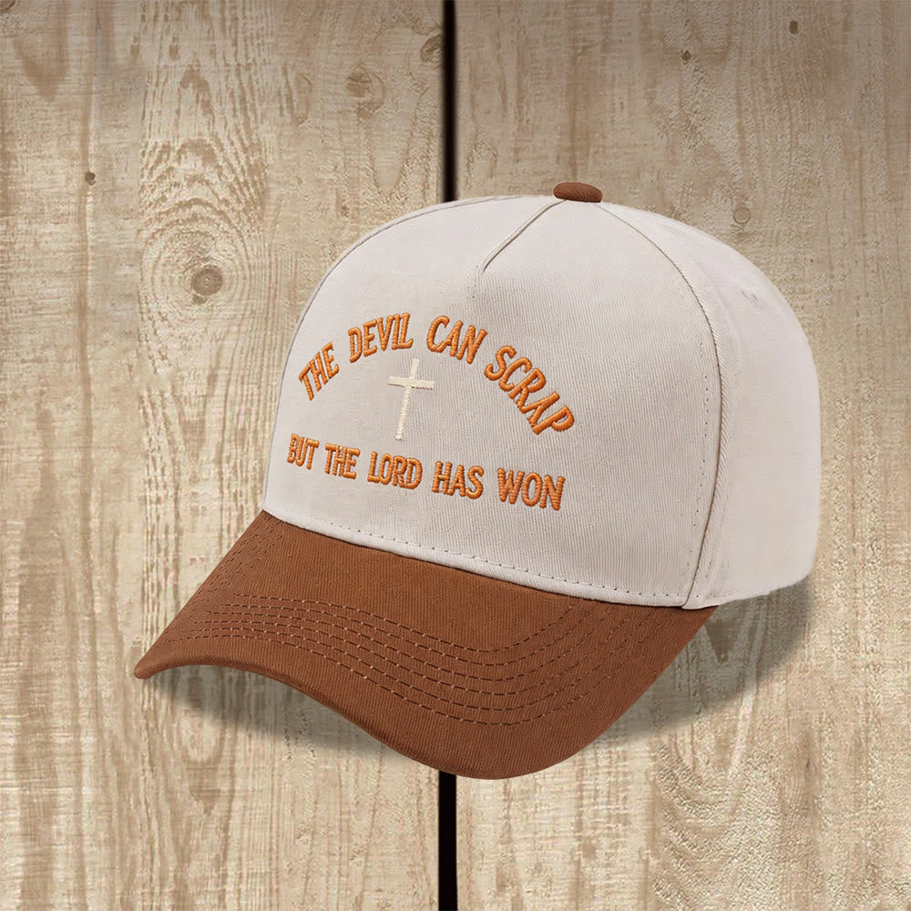 Christianartworkshop Ricamo con croce e motivo "IL DIAVOLO PUÒ SCATENARSI MA IL SIGNORE HA VINTO" - Cappellino da baseball lavato - image 7