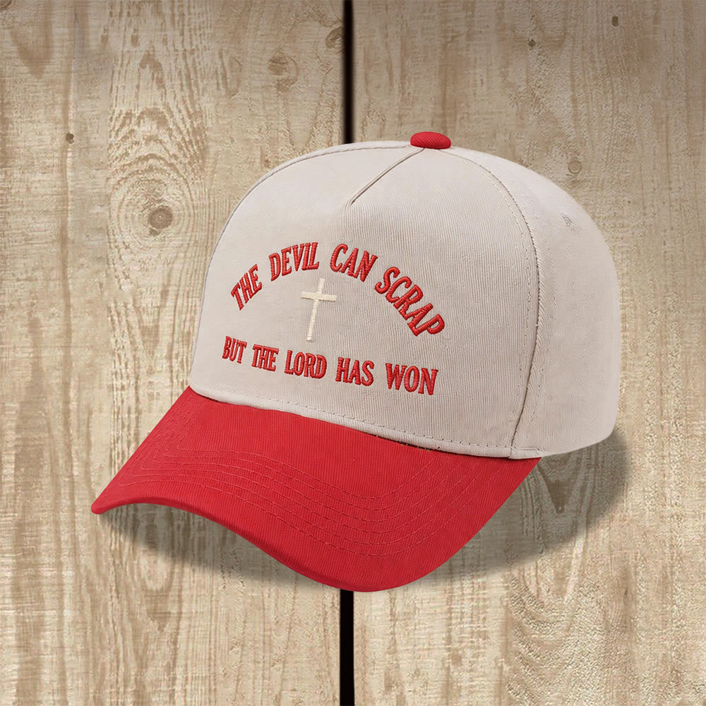 Christianartworkshop Ricamo con croce e motivo "IL DIAVOLO PUÒ SCATENARSI MA IL SIGNORE HA VINTO" - Cappellino da baseball lavato - image 13