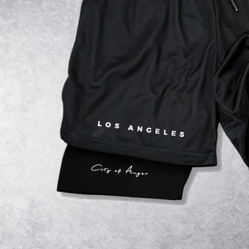 Christianartworkshop Los Angeles Letter Outer Flame Wing Cross City of Anger Hand Script Inner Two-Layer Drawstring Faith Shorts - image 3