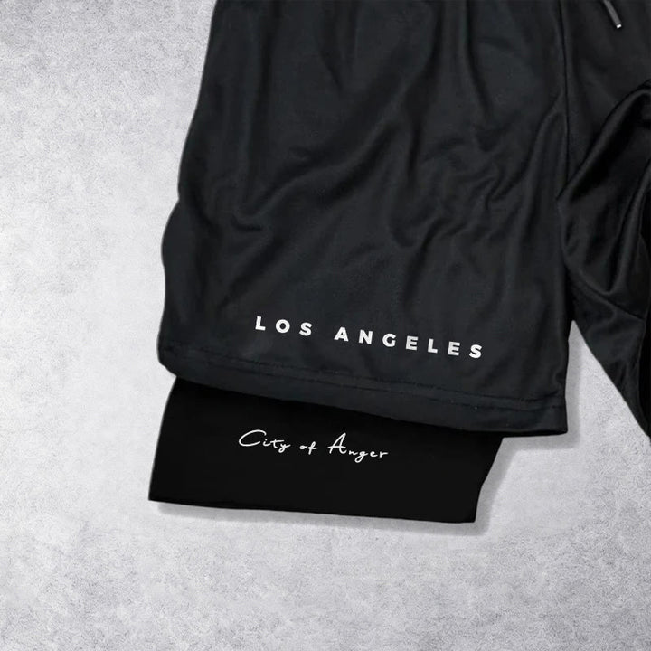 Christianartworkshop Los Angeles Letter Outer Flame Wing Cross City of Anger Hand Script Inner Two-Layer Drawstring Faith Shorts - image 3