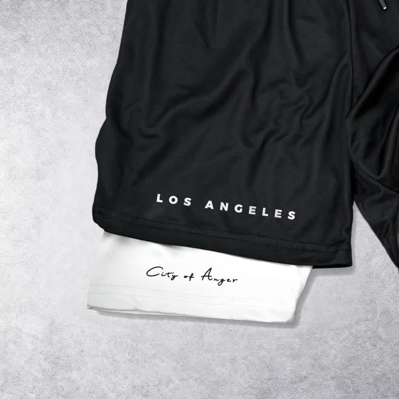 Christianartworkshop Los Angeles Letter Outer Flame Wing Cross City of Anger Hand Script Inner Two-Layer Drawstring Faith Shorts - image 8