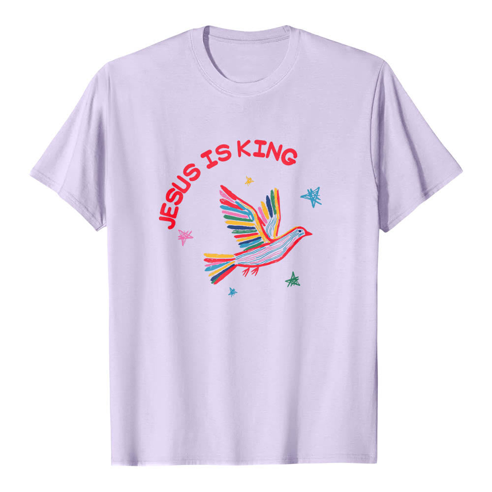 Christianartworkshop Maglietta classica con stampa frontale "Jesus Is King Letter Hand Drawn Dove Star Accent". - Viola - 2XL - image 12