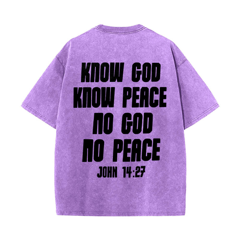 Christianartworkshop Maglietta lavata con stampa frontale "Thorn Crown Jesus Bust" e scritta "Know God Know Peace" (Conosci Dio, Conosci la Pace), con testo sul retro "John 14:27". - image 20