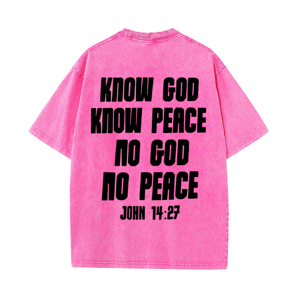 Christianartworkshop Maglietta lavata con stampa frontale "Thorn Crown Jesus Bust" e scritta "Know God Know Peace" (Conosci Dio, Conosci la Pace), con testo sul retro "John 14:27". - image 23